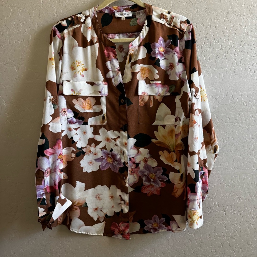 Womens Calvin Klein long sleeve blouse shirt top Sz. Large